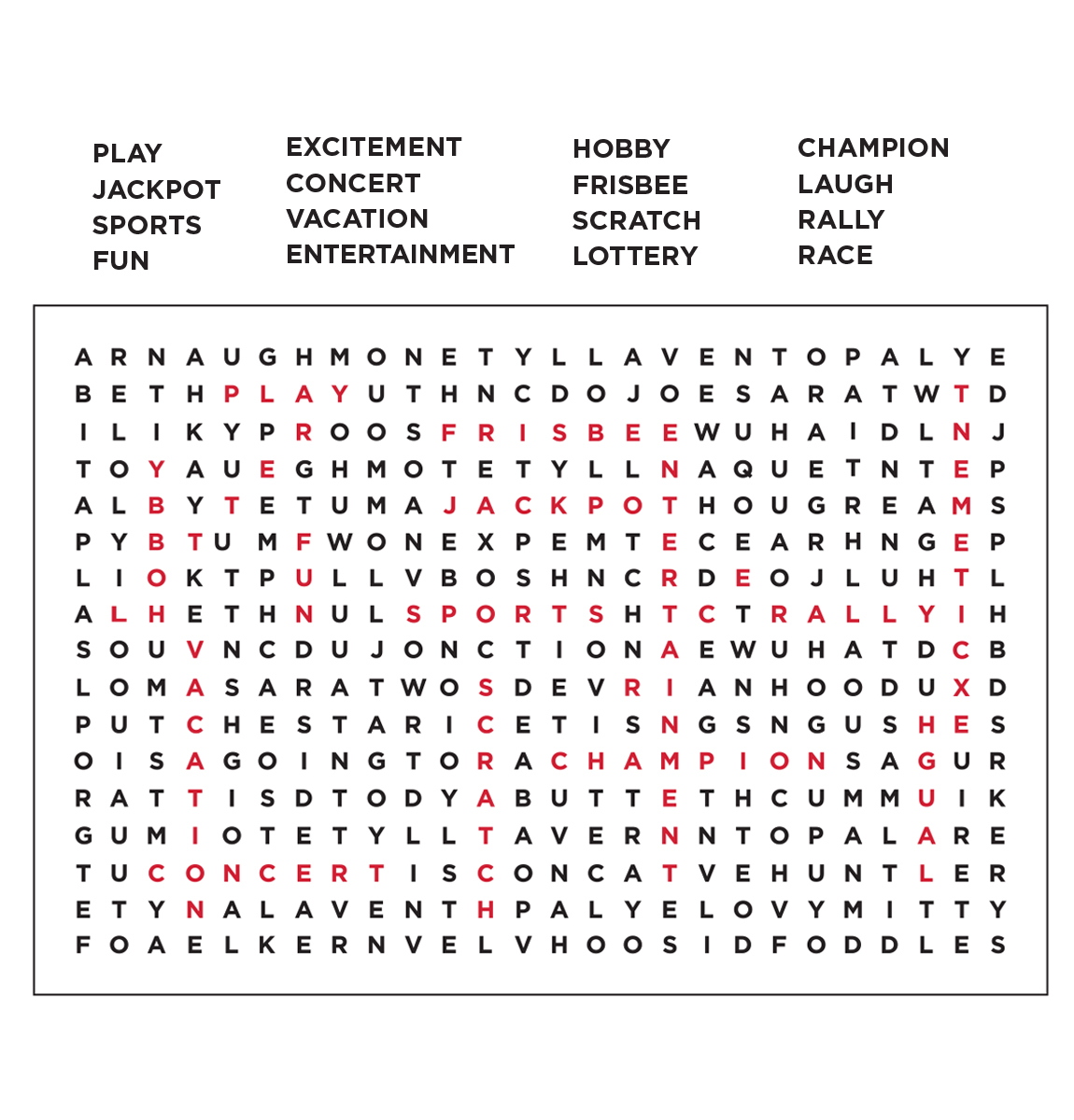 Word Search answers
